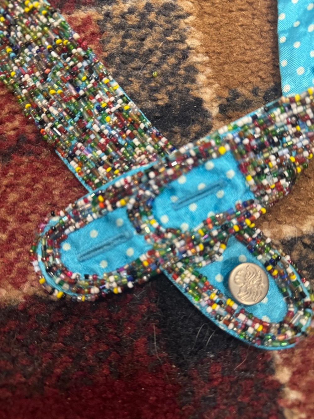 Turquoise Multicolor Beaded Belt. Size small petite never worn - Picture 5 of 8